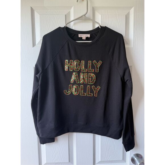 Small Christmas Crew Neck Holly and Jolly Sequin Green Red Gold Philosophy - Picture 1 of 4